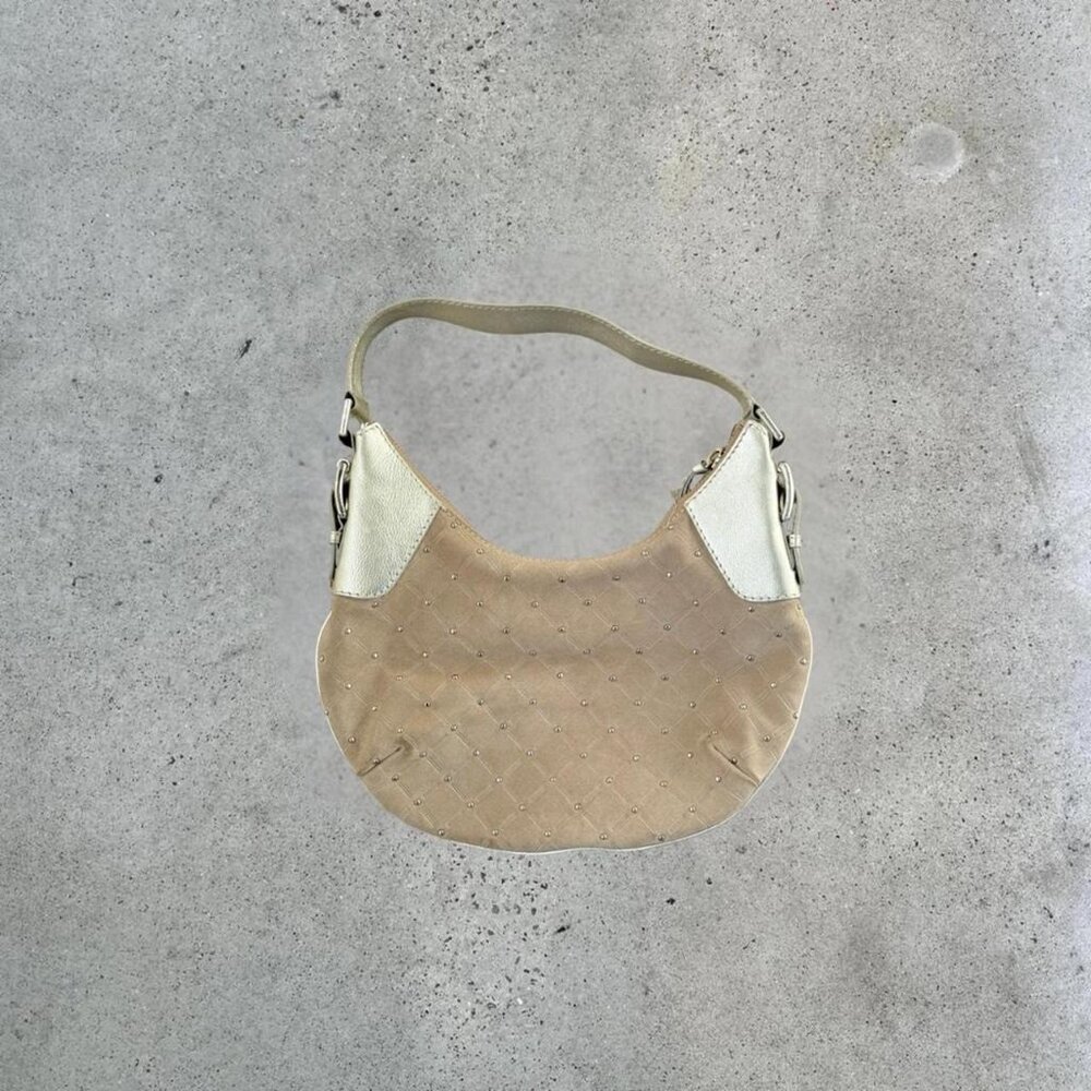 2000s suede studded shoulder bag